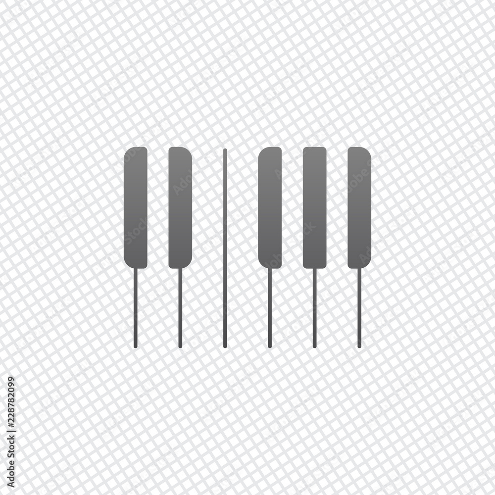 Poster piano keyboard icon. horizontal view. on grid background