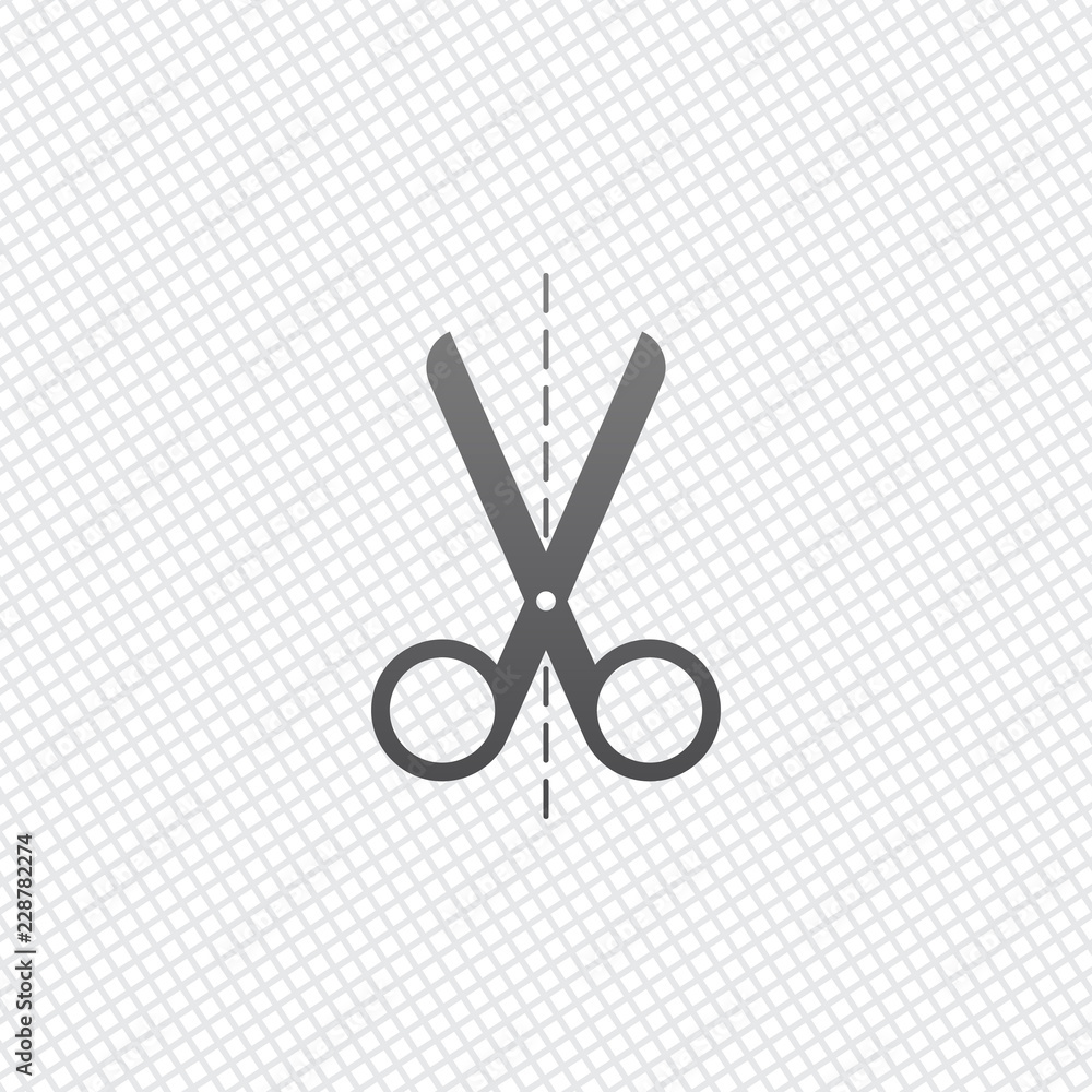 Poster scissors icon. on grid background