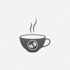 cup of hot coffee icon. On grid background