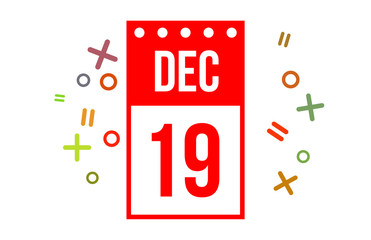 19 December Red Calendar Number
