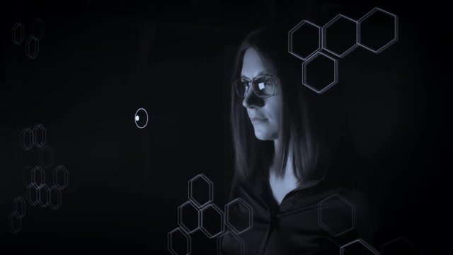 4K Portrait of a Woman Watching An Animated Cgi Screen With AI