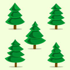 vector cartoon pine tree collection set