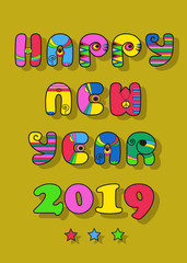 Happy New Year 2019. Disco font