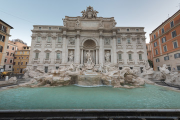 Naklejka na ściany i meble Trevi fountain in the morning, Rome, Italy. Rome baroque architecture and landmark. Rome Trevi fountain is one of the main attractions of Rome and Italy