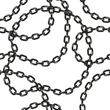 Black and white chains vector seamless pattern