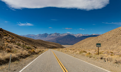 Highway 89 and looking back to the Colorado Hill of California