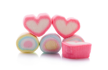 colorful marshmallows candy isolated on white background