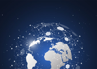 Global network connection. World map point and line composition concept of global business. Vector Illustration