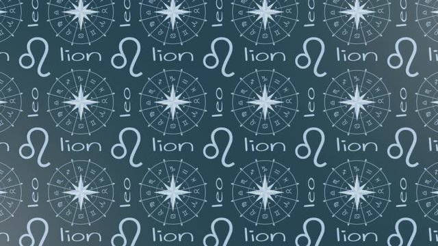 From top to bottom moving backdrop textured by astrology sign Lion. Loop background