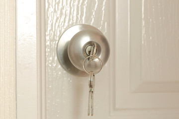 Key insert for unlock in stainless steel round ball door knob