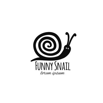 Funny snail, black silhouette for your design