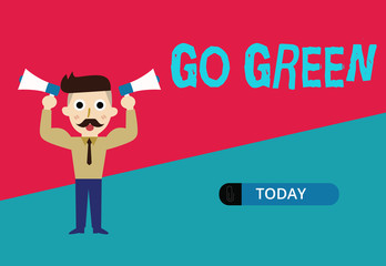 Conceptual hand writing showing Go Green. Business photo showcasing making more environmentally friendly decisions as reduce recycle.