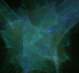 Blue green fractal lines. Fantasy fractal texture. Digital art. 3D rendering. Computer generated image.