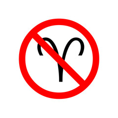 no, ban, stop Aries icon isolated on white background, vector illustration, aries logo concept