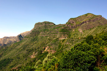 Fototapeta na wymiar View the pass Boca da Encumeada in Madeira island, Portugal