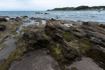 Fototapeta na wymiar Rugged rocky and sea in Japan
