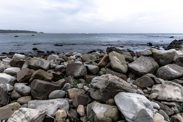 Fototapeta na wymiar Rugged rocky and sea in Japan
