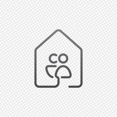 house with family or couple icon. line style. On grid background