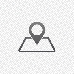 label on map. simple silhouette. On grid background