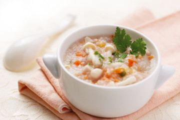 Rice congee with seafood