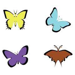 Vector illustration of colorful butterflies on white background