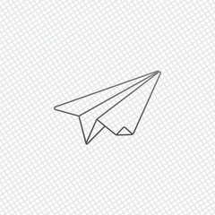 paper plane. origami glider. On grid background