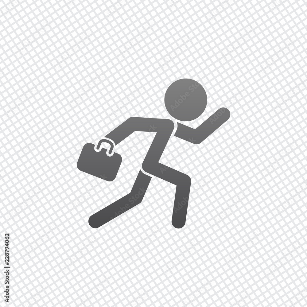 Poster running man with case. on grid background
