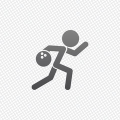 running man, bowling icon. On grid background