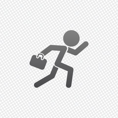 running man with case. On grid background