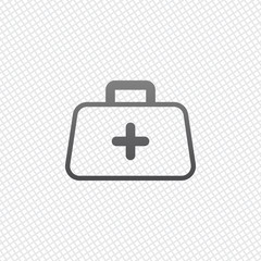 Obraz premium first-aid kit, outline symbol. On grid background