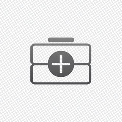 first-aid kit, outline symbol. On grid background