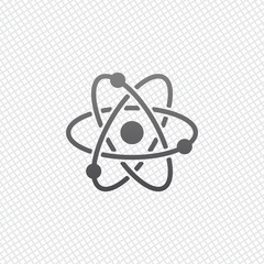 scientific atom symbol, simple icon. On grid background