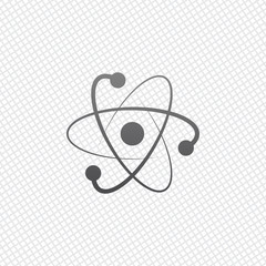 scientific atom symbol, logo, simple icon. On grid background - obrazy, fototapety, plakaty