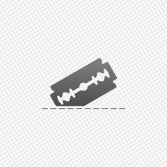 razor blade and cutting line. simple single icon. On grid backgr