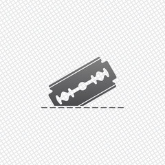 razor blade and cutting line. simple icon. On grid background