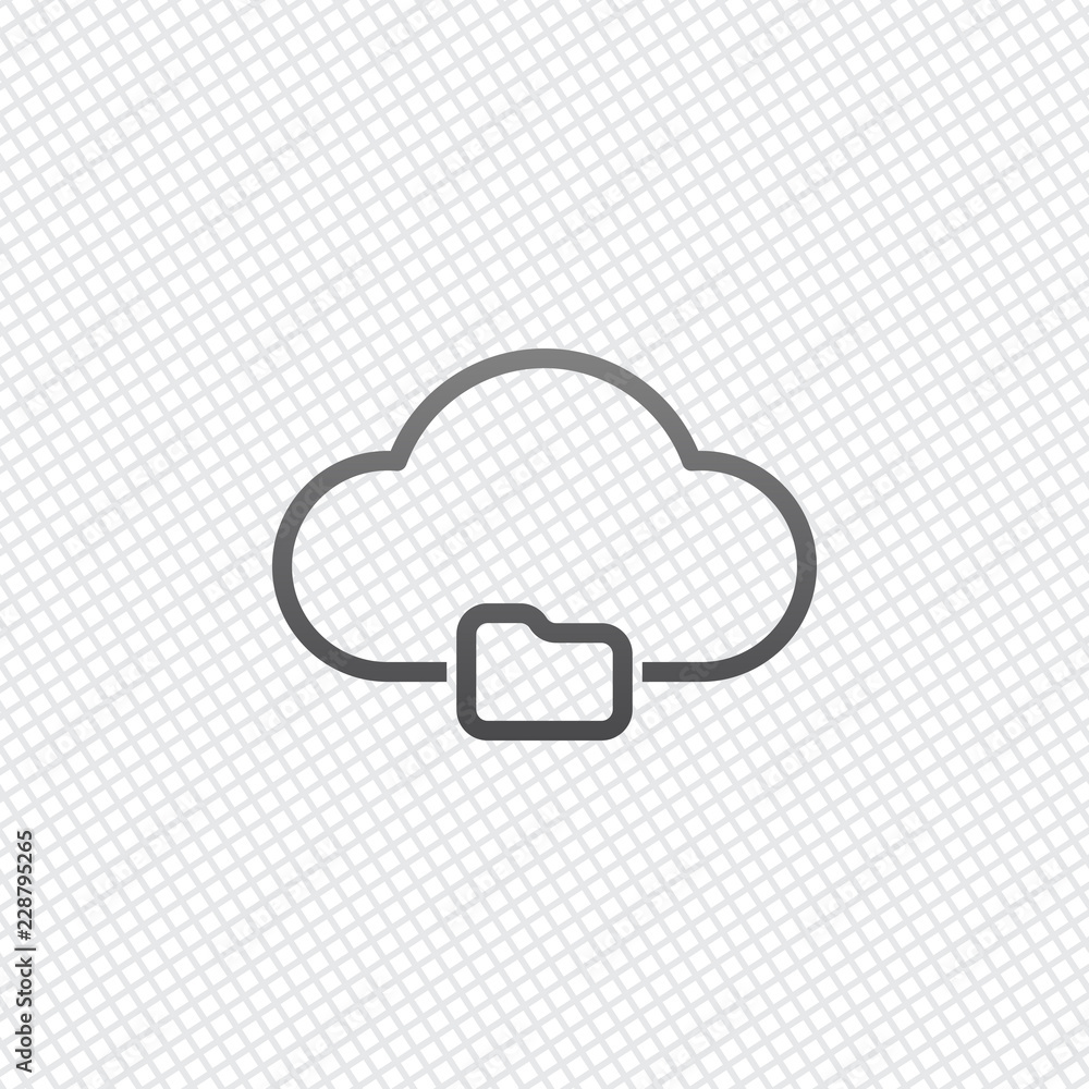 Poster outline simple cloud and folder. linear symbol with thin outline
