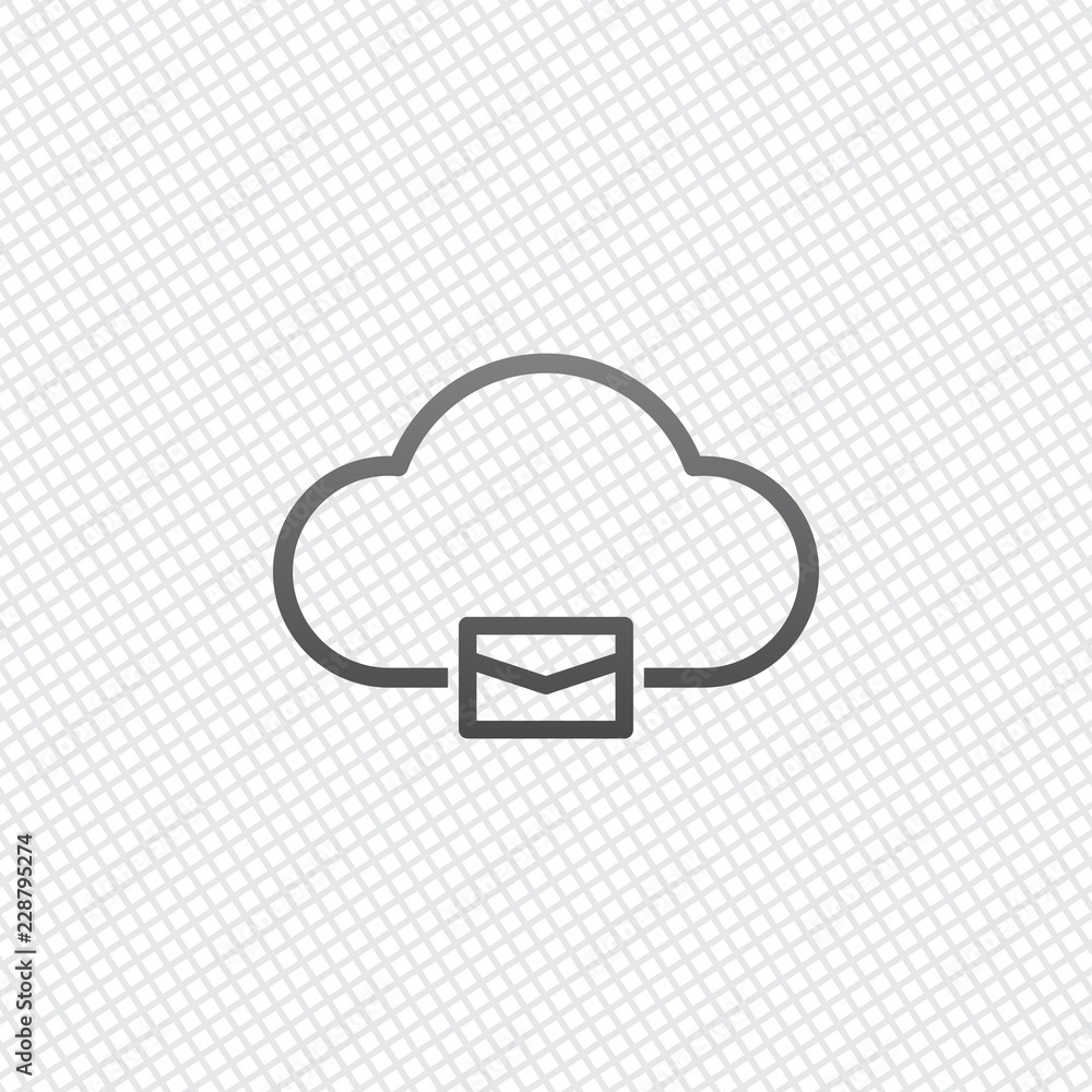 Poster cloud mail, simple linear icon with thin outline. on grid backgr