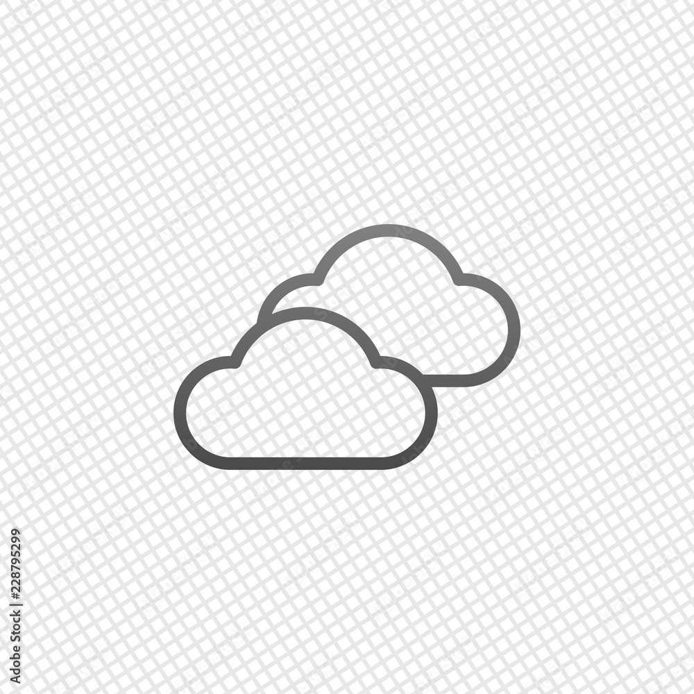 Poster mostly cloudy icon. simple linear icon with thin outline. on gri