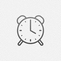 old alarm clock, simple icon, linear symbol with thin outline. O