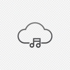 Cloud music library, striming. Simple linear icon with thin outl
