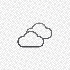 Mostly cloudy icon. Simple linear icon with thin outline. On gri