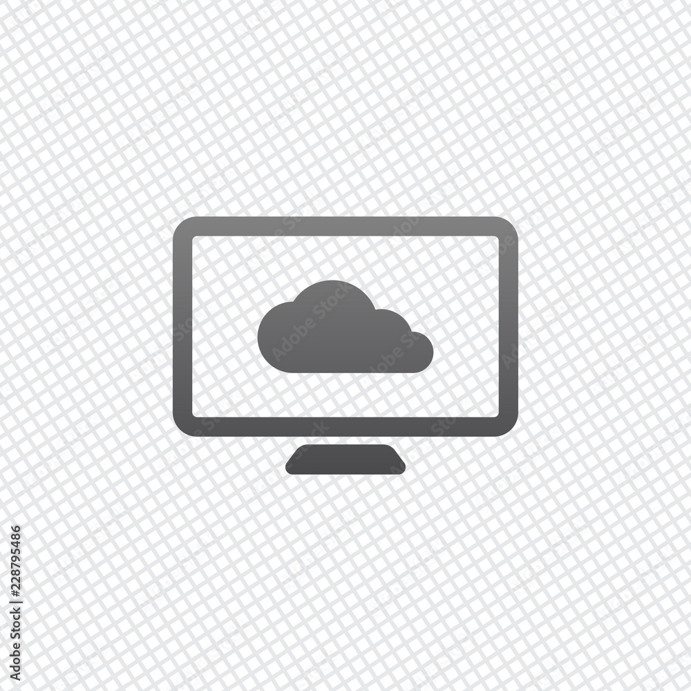 Poster database, cloud technology, computer and cloud. simple icon. on