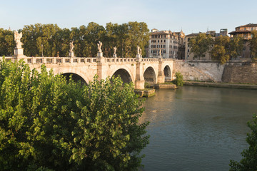 Fototapeta na wymiar Saint Angelo Bridge over Tiber River in Rome, Italy