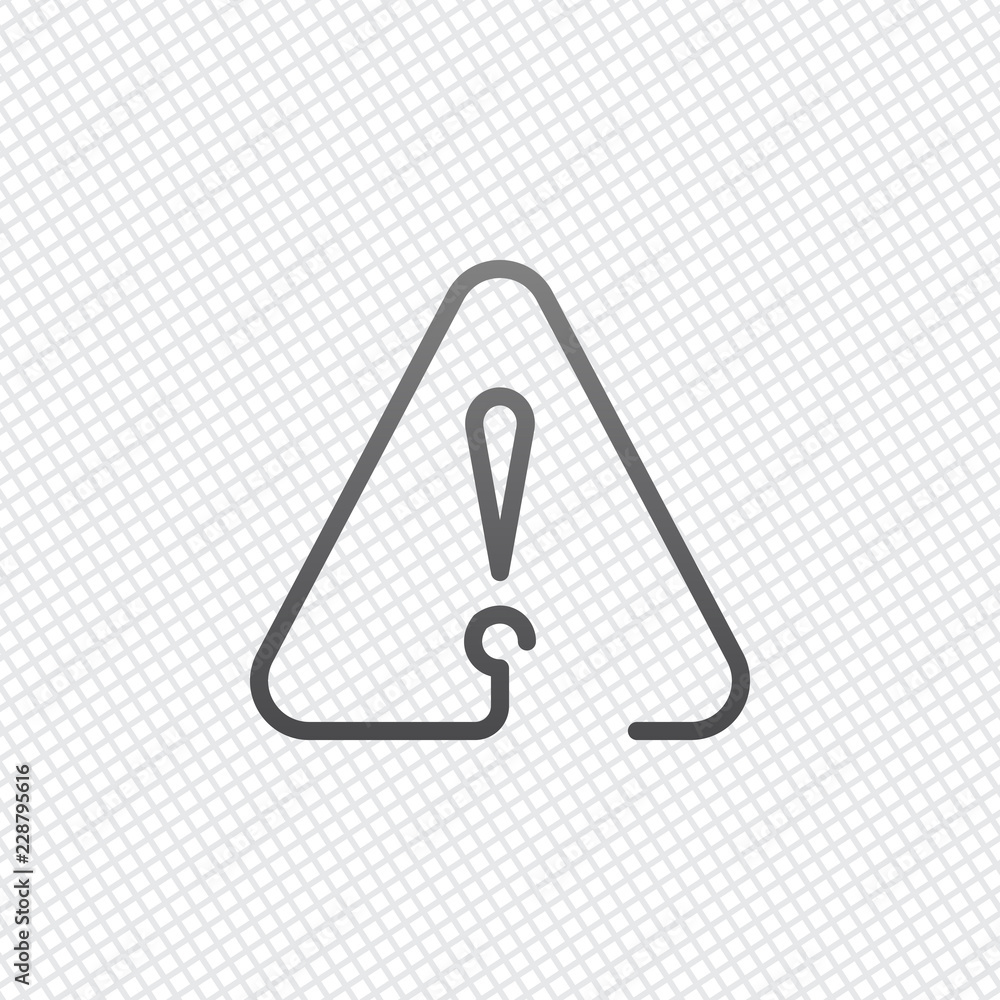 Poster exclamation mark in warning triangle. linear symbol with thin ou
