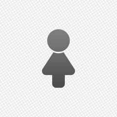 Female symbol. Simple icon of woman. On grid background
