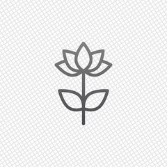 Simple flower symbol. Linear icon. On grid background