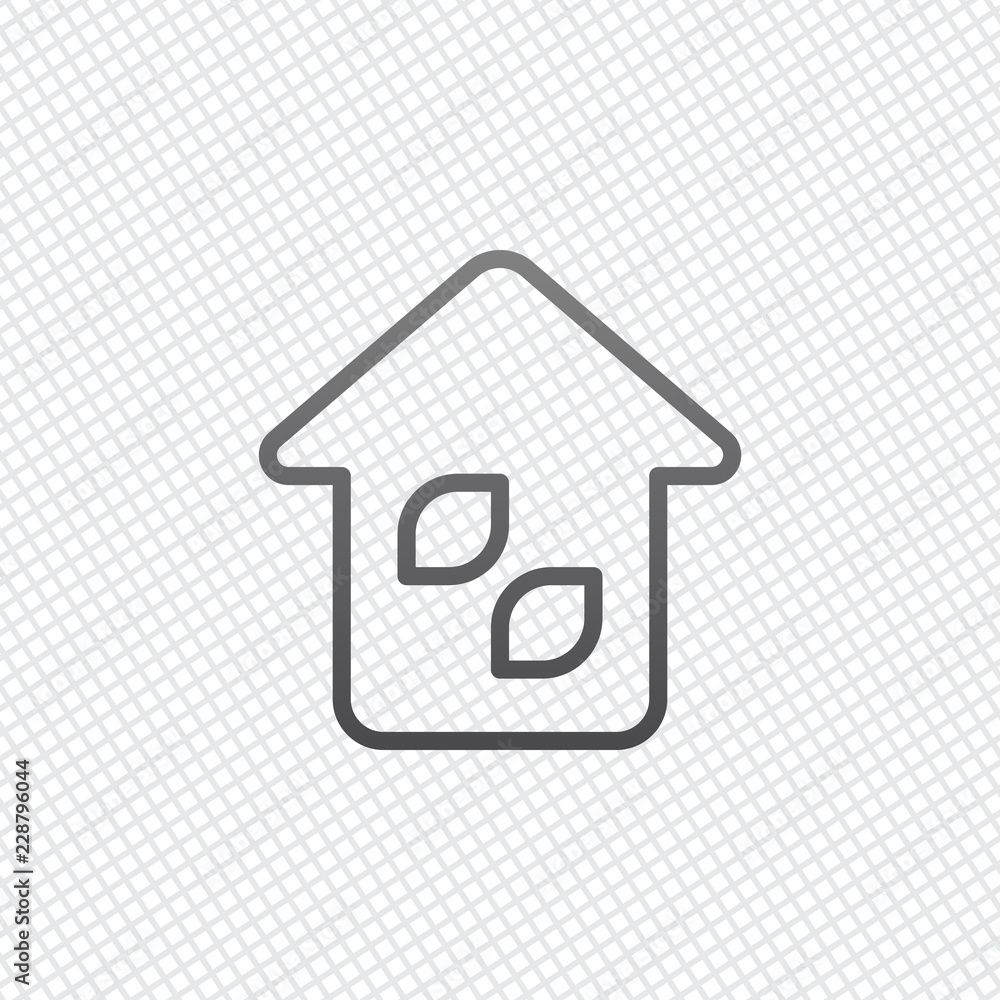 Poster simple house icon. linear icon with thin outline. on grid backgr