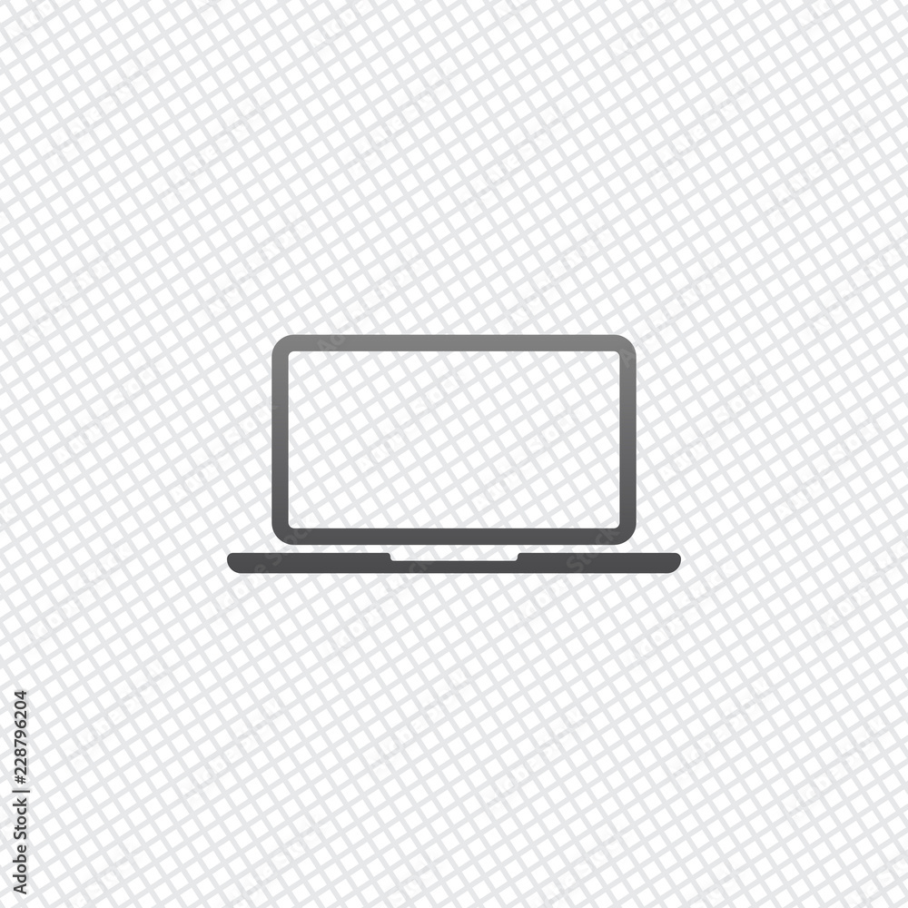 Poster laptop or notebook computer icon. on grid background