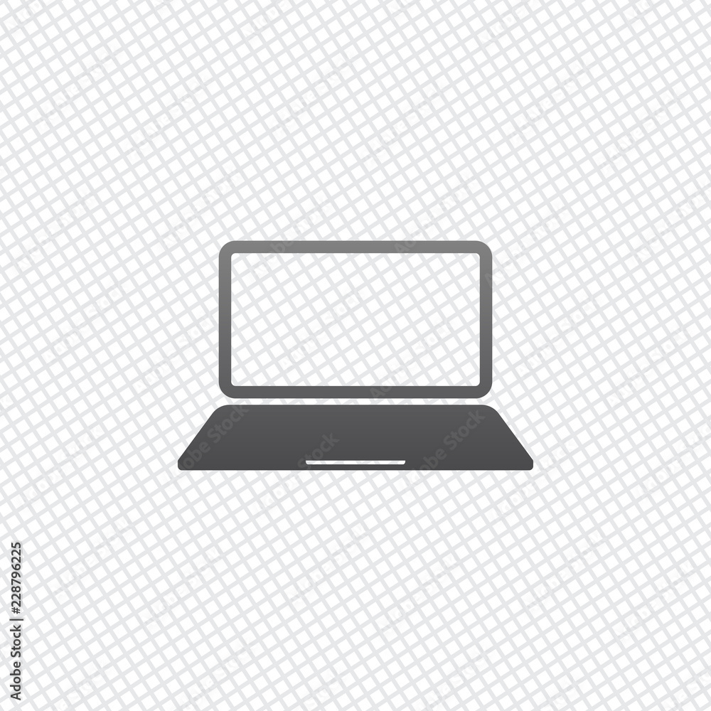 Poster laptop or notebook computer icon. on grid background