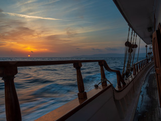 Sunset at the Sailboat deck while cruising